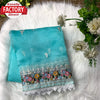 Sky Blue Pure Organza Multi-embroidery Partywear Saree