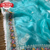 Sky Blue Pure Organza Multi-embroidery Partywear Saree