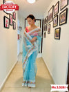 Sky Blue Pure Organza Multi-embroidery Partywear Saree