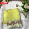 Lemon Yellow Pure Organza Multi-embroidery Partywear Saree