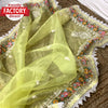 Lemon Yellow Pure Organza Multi-embroidery Partywear Saree