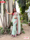 Sea Green Pure Georgette Sequins Partywear Saree