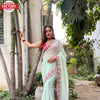 Sea Green Pure Georgette Sequins Partywear Saree