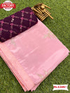 Pink Crepe Silk Sequins Partywear Saree