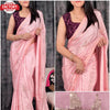 Pink Crepe Silk Sequins Partywear Saree