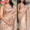 Off-White Organza Digital Print And Sequins Work Partywear Saree