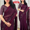 Wine Shimmer Chiffon Embroidered Partywear Saree