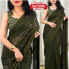 Mehendi Green Shimmer Chiffon Embroidered Partywear Saree