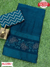 Teal Shimmer Chiffon Embroidered Partywear Saree