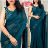 Teal Shimmer Chiffon Embroidered Partywear Saree