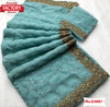 Sky Blue Georgette Embroidered Partywear Saree