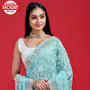 Sky Blue Georgette Chikankari Multi-embroidery Partywear Saree