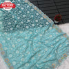 Sky Blue Georgette Chikankari Multi-embroidery Partywear Saree