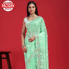 Light Green Georgette Chikankari Multi-embroidery Partywear Saree