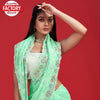 Light Green Georgette Chikankari Multi-embroidery Partywear Saree