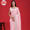 Pink Georgette Chikankari Multi-embroidery Partywear Saree