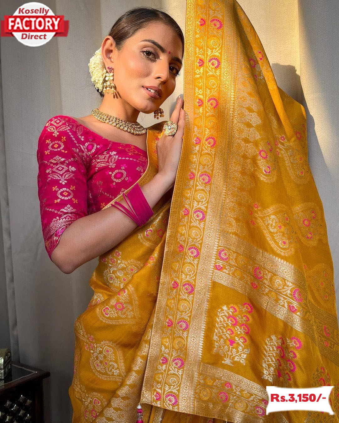 Mustard Yellow - silk saree