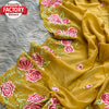 Mustard Yellow Pure Organza Multi-Embroidery Partywear Saree