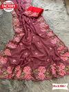 Nude Pink Pure Organza Multi-Embroidery Partywear Saree