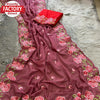 Nude Pink Pure Organza Multi-Embroidery Partywear Saree