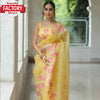 Yellow Pure Organza Silk Partywear Saree