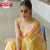 Yellow Pure Organza Silk Partywear Saree