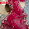 Hot Pink Soft Organza Embroidered Partywear Saree