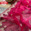 Hot Pink Soft Organza Embroidered Partywear Saree