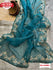 Teal Blue Soft Organza Embroidered Partywear Saree