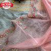 Peach Soft Organza Embroidered Partywear Saree