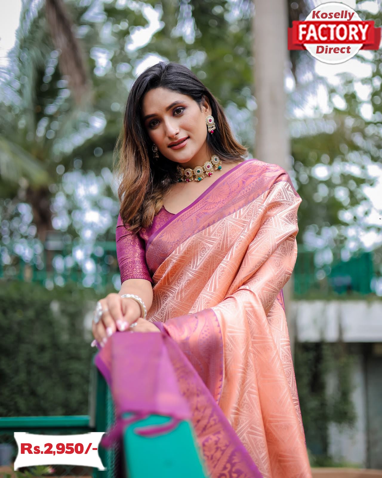 Trending | Peach Kanjivaram Silk Saree and Peach Kanjivaram Silk Sari  Online Shopping