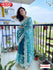 Teal Blue Pure Soft Organza Partywear Fancy Saree