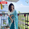 Teal Blue Pure Soft Organza Partywear Fancy Saree