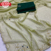 Pista Green Weightless Embroidered Partywear Saree