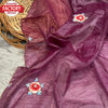 Wine Pure Shimmer Organza Pearl Sequins Partywear Saree