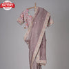 Blush Pink Pure Organza Embroidered Partywear Saree With Stitched Blouse