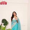 Sky Blue Soft Organza Chikankari Partywear Saree