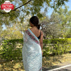 Light Blue Organza Chikankari Partywear Saree