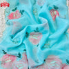 Sky Blue Organza Handwork Partywear Saree