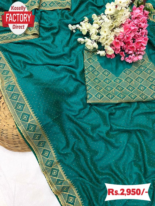 Sea Green Vichitra Silk Partywear Saree