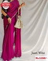 Magenta Chiffon Saree With Velvet Zircon Border