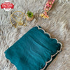 Teal Chiffon Saree With Velvet Zircon Border