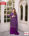 Purple Georgette Partywear Kurtha Sharara Set