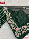 Green Blooming Vichitra Multi-matte Sequins Partywear Saree