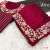 Wine Blooming Vichitra Multi-matte Sequins Partywear Saree