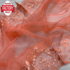 Peach Pure Organza Thread And Sequins Partywear Saree