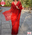 Red Pure Organza Thread And Sequins Partywear Saree