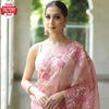 Pink Pure Soft Organza Multi-embroidery Partywear Saree