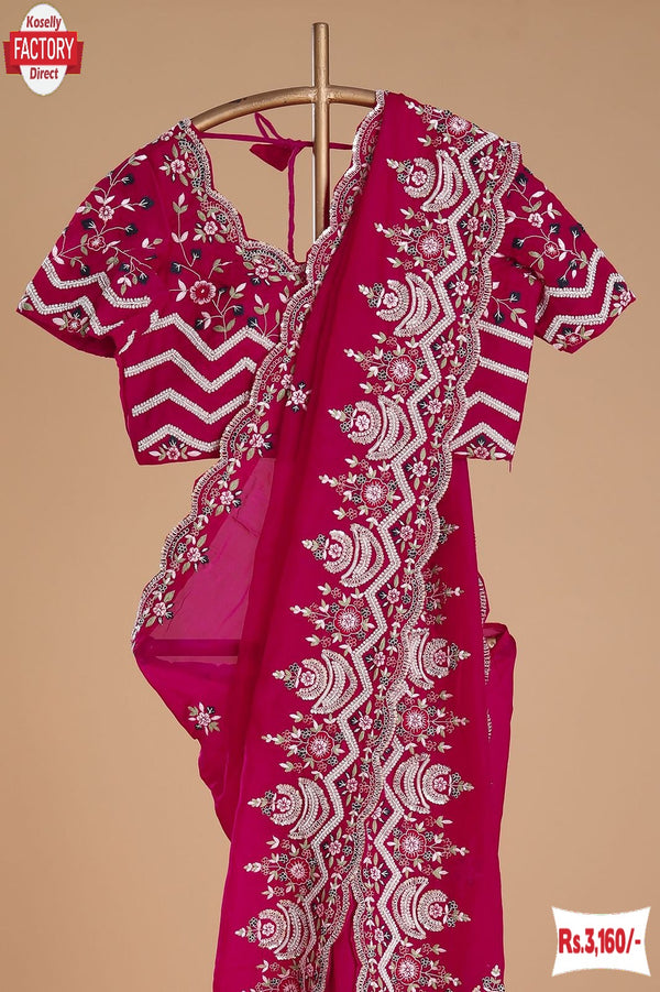 Hot Pink Jimmy Choo Embroidered Partywear Saree