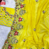 Yellow Jimmy Choo Embroidered Partywear Saree